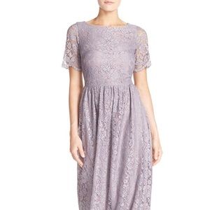 NWT short sleeve lilac purple bridesmaid dress, perfect for spring weddings.